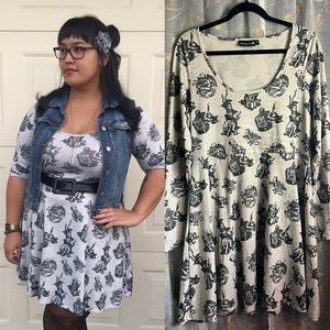 Sourpuss Lovecraft Cthulhu Long Sleeve Skater Dress